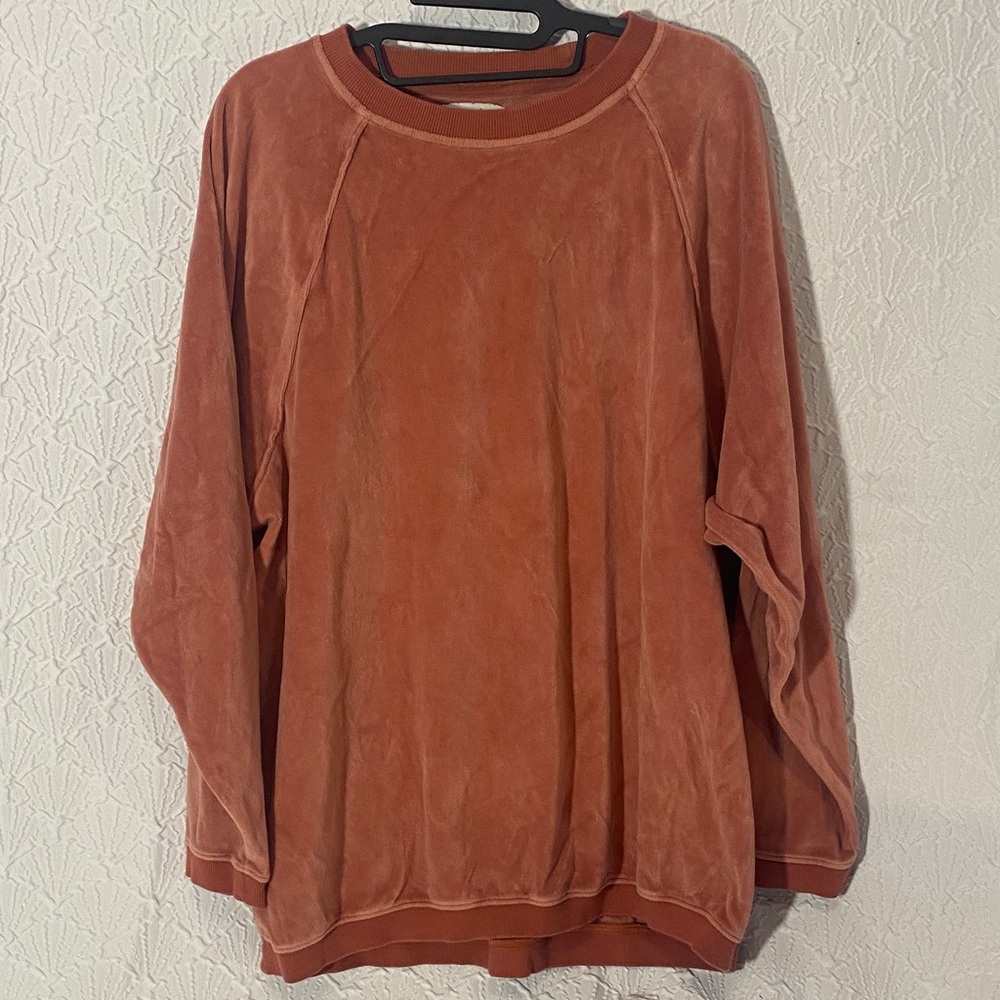 Aerie Warm Orange Velour Top S/P Cozy, Warm, Campfire Ready. Earthy, Rustic